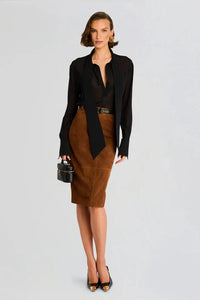 RETROFETE MARCELLA SUEDE SKIRT IN CINNAMON-BOTTOM-RETROFETE-Big Drop NYC