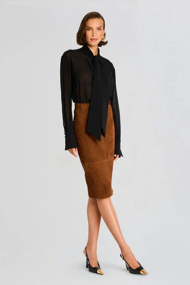 RETROFETE MARCELLA SUEDE SKIRT IN CINNAMON-BOTTOM-RETROFETE-Big Drop NYC