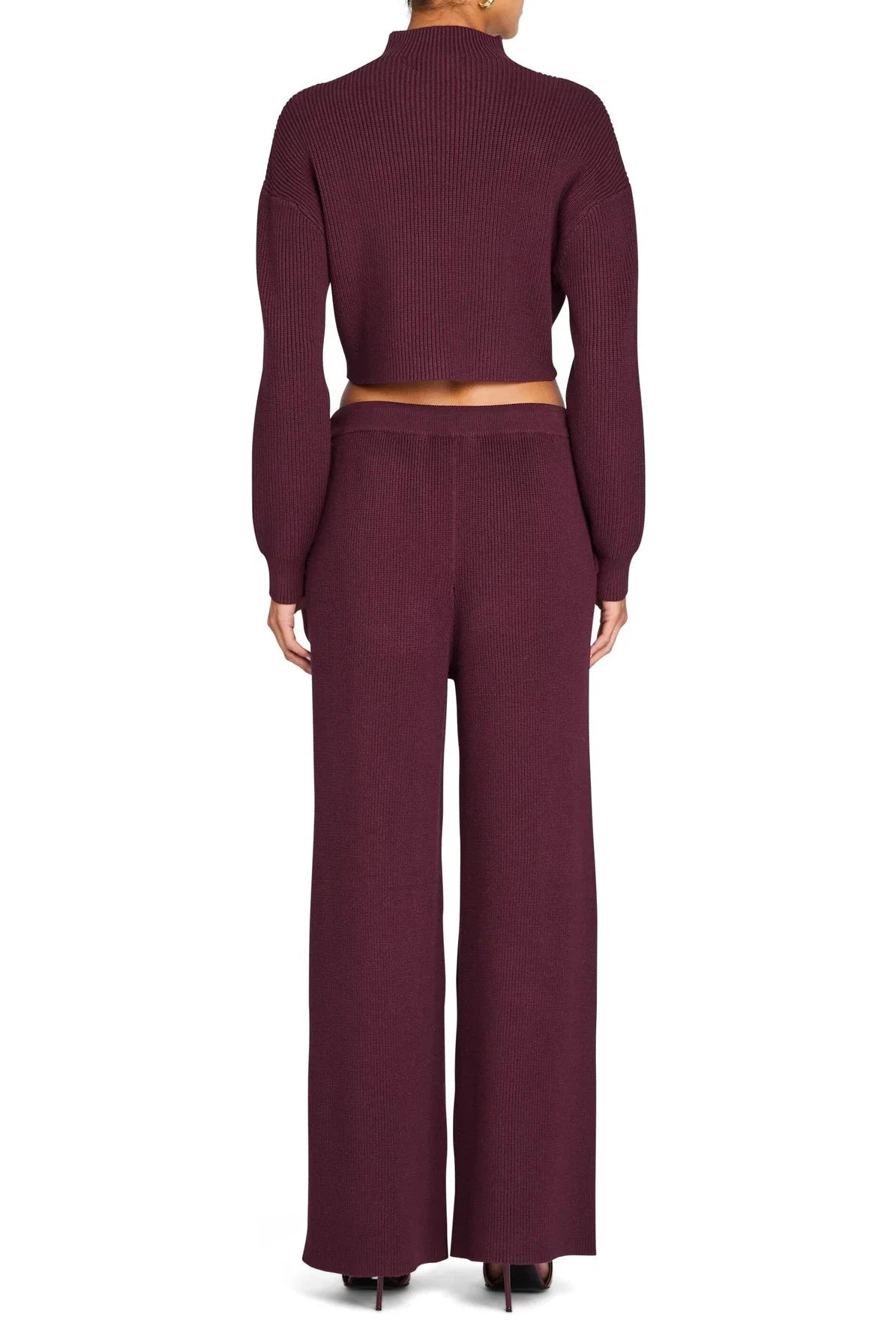 SEROYA CARMEN MID CROPPED SWEATER IN MERLOT