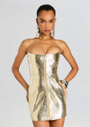 RETROFETE SYLVIE LEATHER DRESS IN GOLD