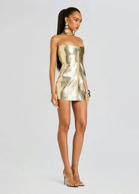 RETROFETE SYLVIE LEATHER DRESS IN GOLD