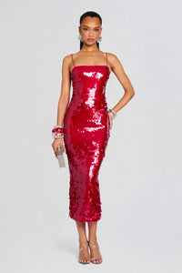 RETROFETE ALANA SEQUIN DRESS IN CERISE