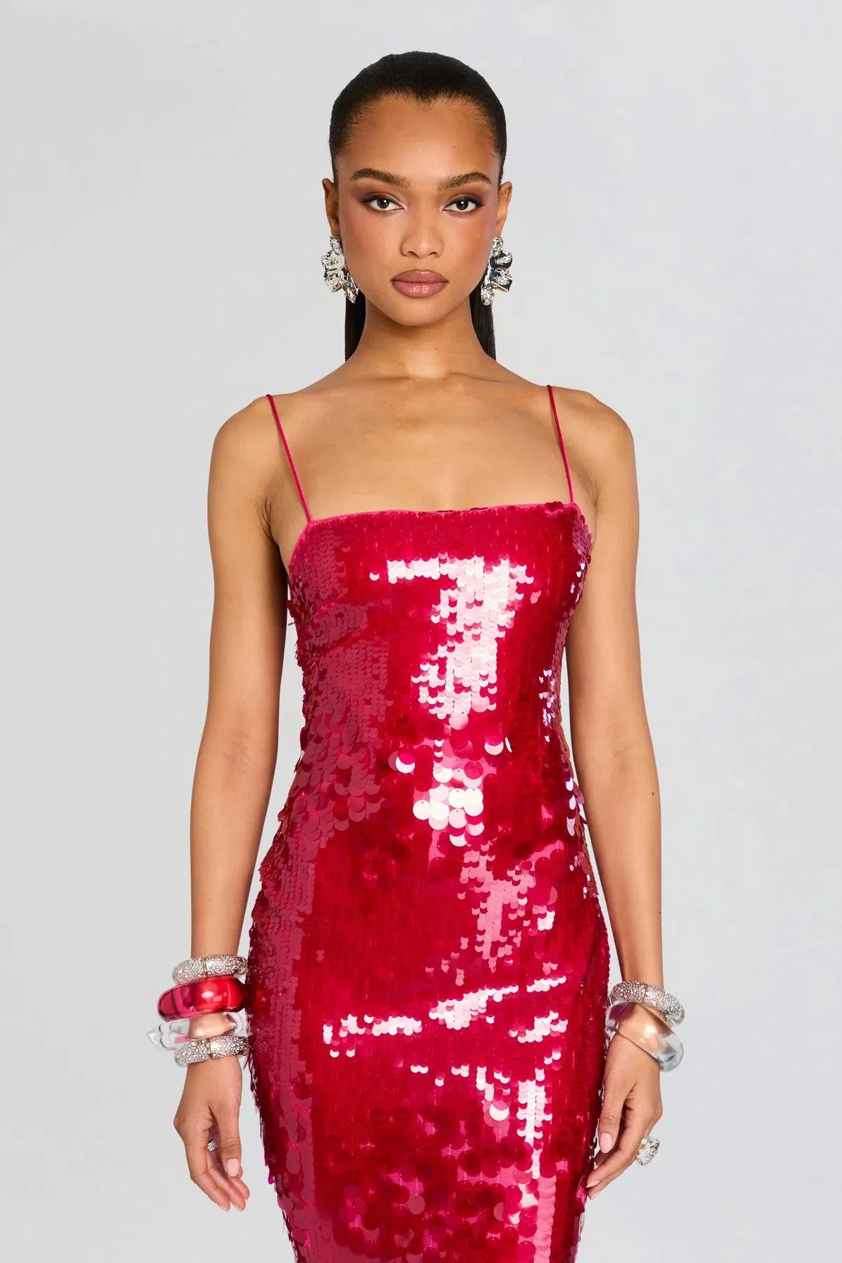 RETROFETE ALANA SEQUIN DRESS IN CERISE