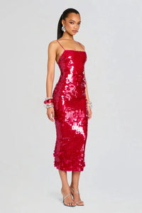 RETROFETE ALANA SEQUIN DRESS IN CERISE