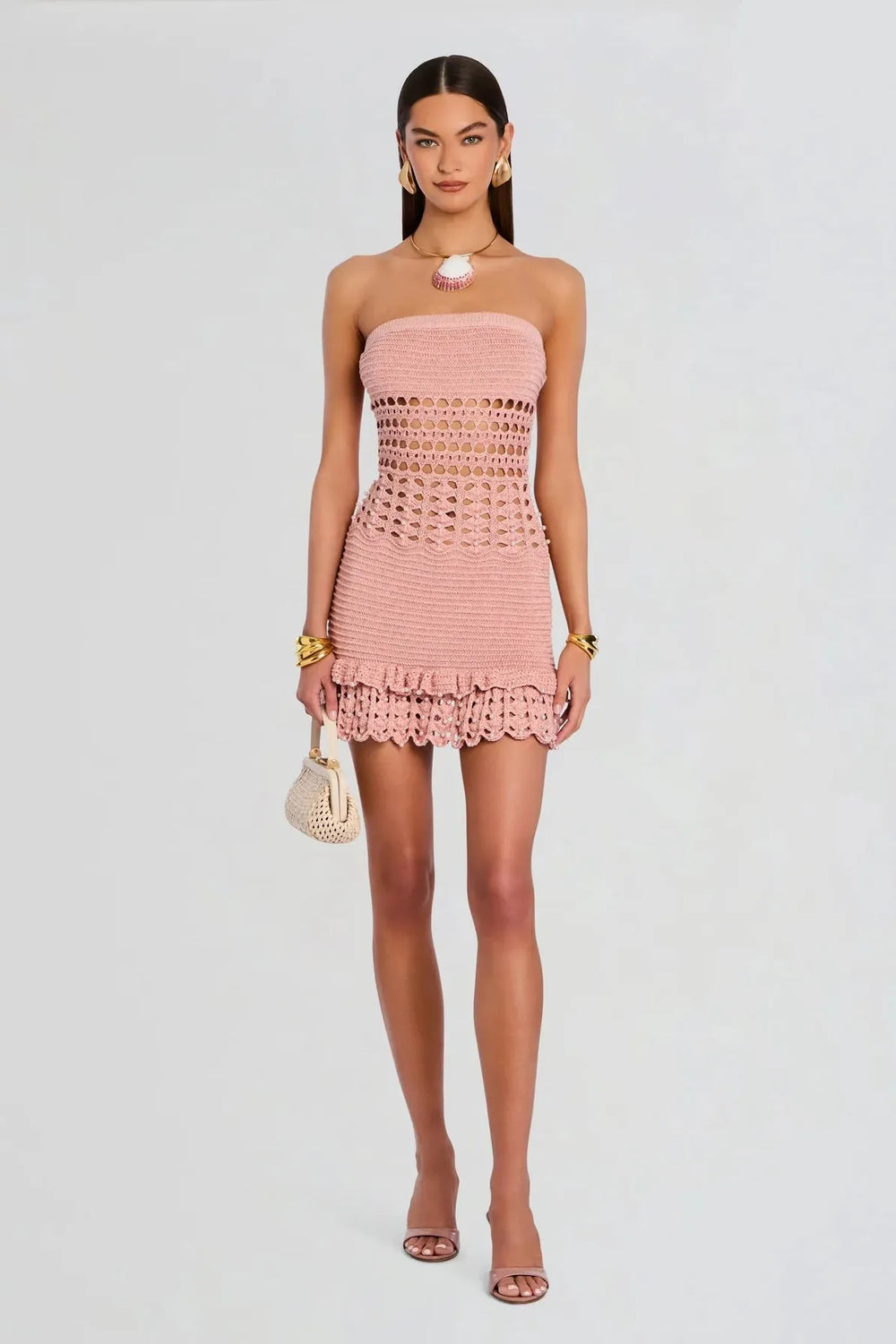 VALI CROCHET PEARL EMBELLISHED DRESS