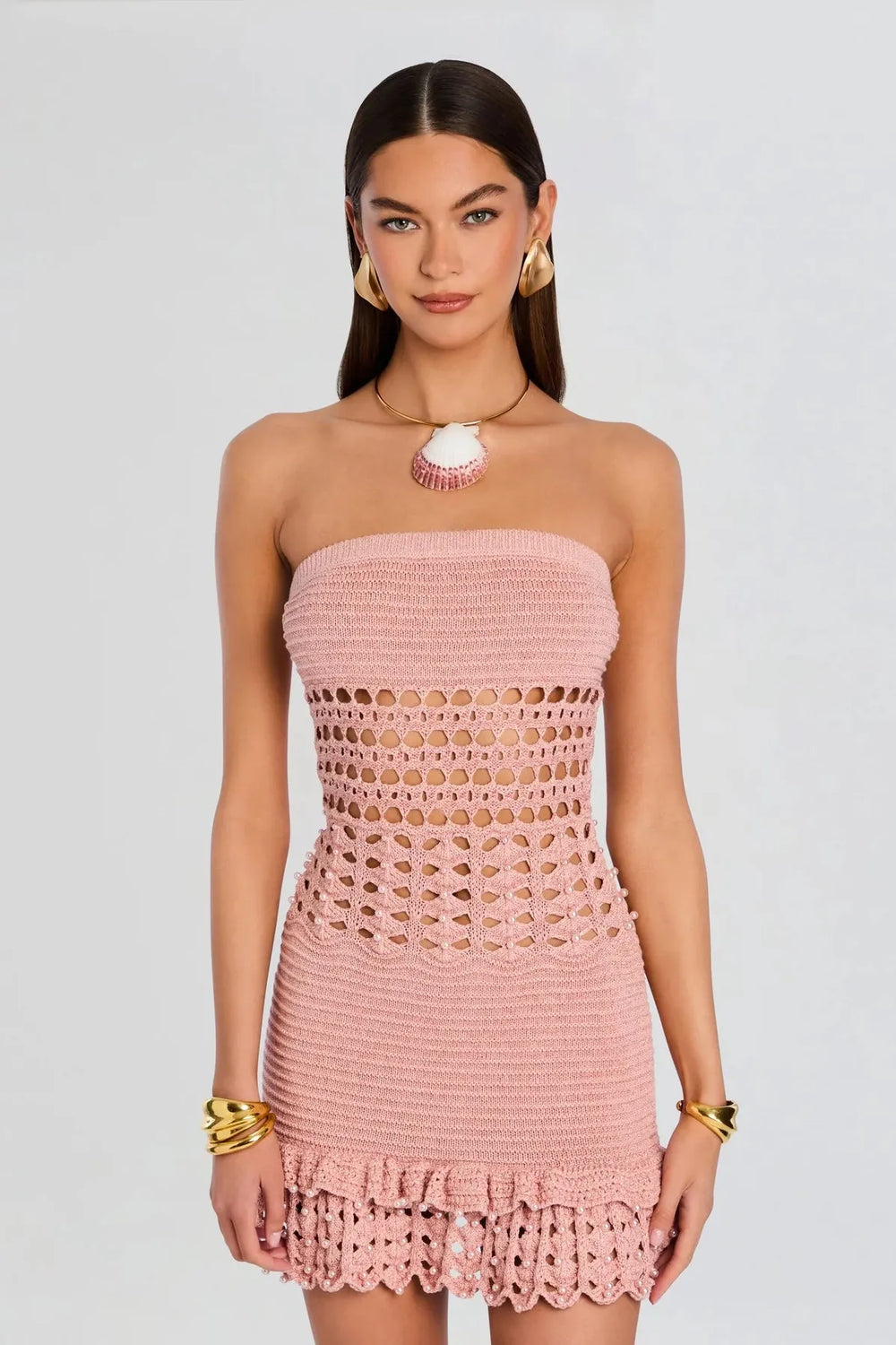 VALI CROCHET PEARL EMBELLISHED DRESS