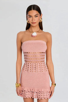 VALI CROCHET PEARL EMBELLISHED DRESS
