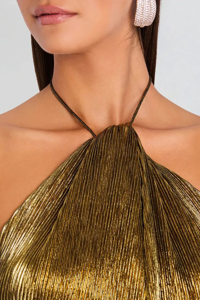 retrofete Lavinia Dress in Metallic Gold - size M retrofete Lavinia Dress in Metallic Gold - size M