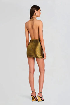 retrofete Lavinia Dress in Metallic Gold - size M retrofete Lavinia Dress in Metallic Gold - size M