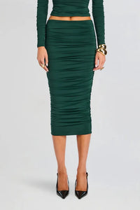 DARCY MID RISE RUCHED MIDI SKIRT