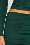 DARCY MID RISE RUCHED MIDI SKIRT