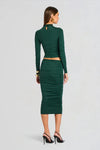 DARCY MID RISE RUCHED MIDI SKIRT