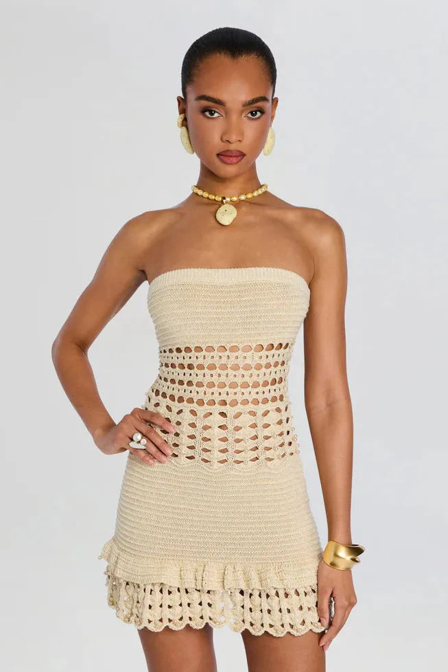 retrofete Vali Crochet Dress in Ivory
