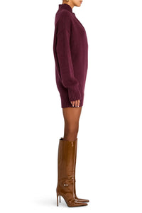 SEROYA DESSA CHUNKY KNIT SWEATER DRESS IN MERLOT