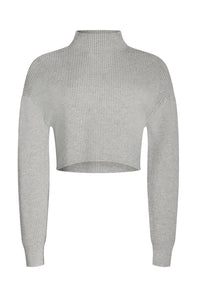 SEROYA CARMEN MID CROPPED SWEATER IN GREY/DENIM