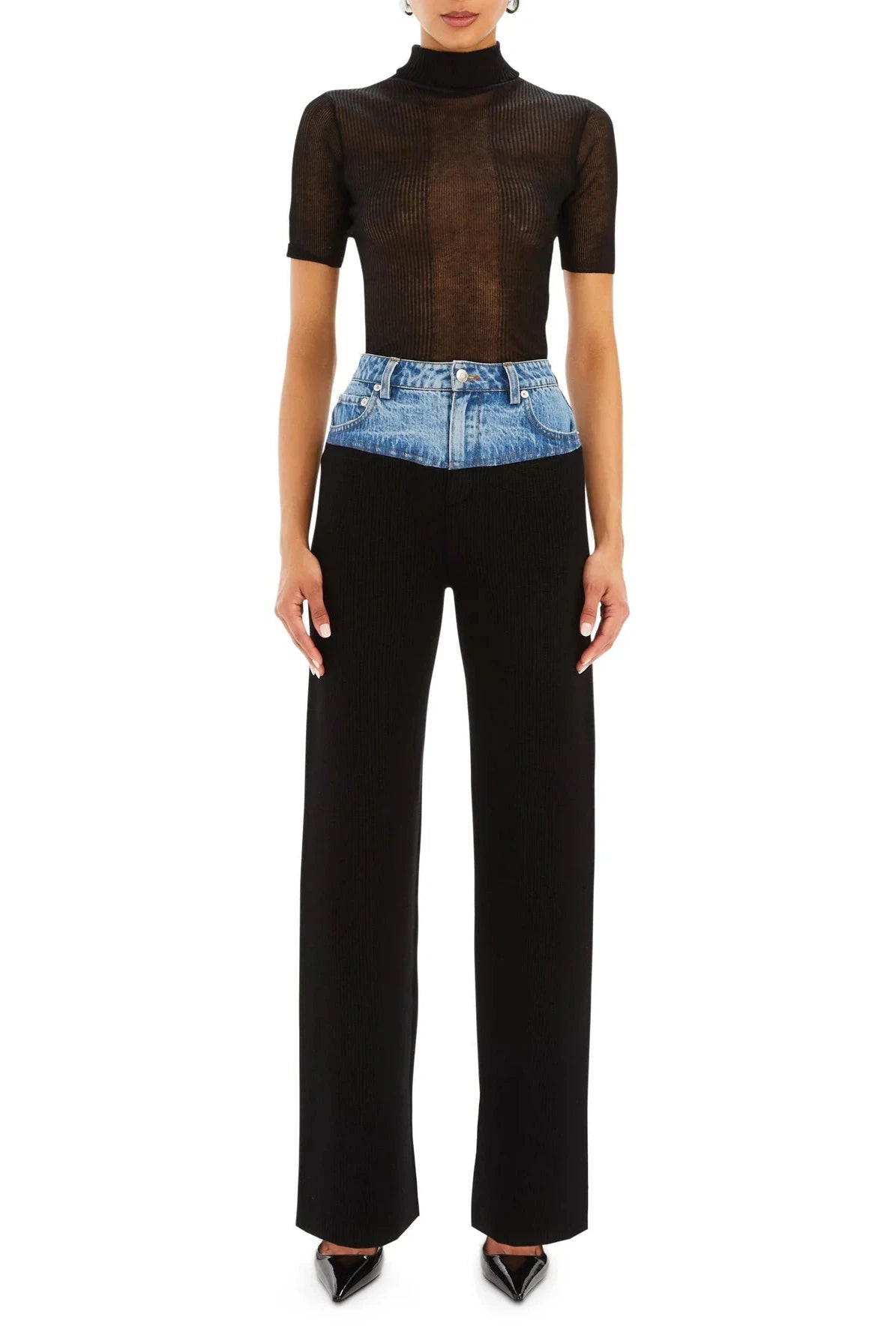 SEROYA CHANI KNIT DENIM PANT IN BLACK/RIVER