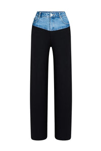 SEROYA CHANI KNIT DENIM PANT IN BLACK/RIVER