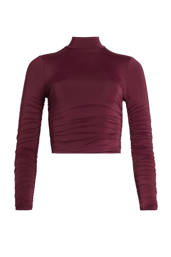 SEROYA DULCIE RUCHED TOP IN MERLOT