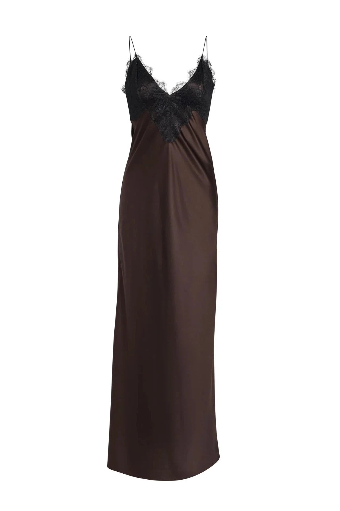 SEROYA GRENACHE SATIN MAXI DRESS IN ASH BROWN