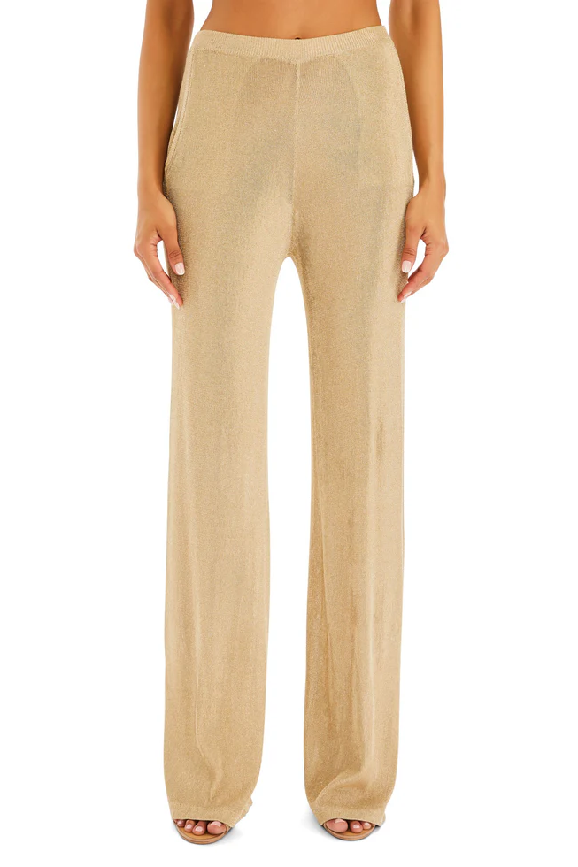 SER.O.YA SHELDON METALLIC KNIT PANT IN GOLD – Big Drop NYC