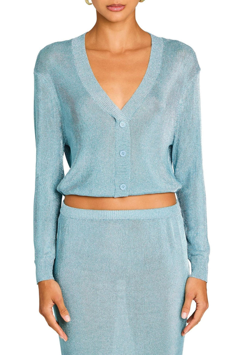 MONI METALLIC KNIT CARDIGAN TOP