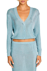 MONI METALLIC KNIT CARDIGAN TOP