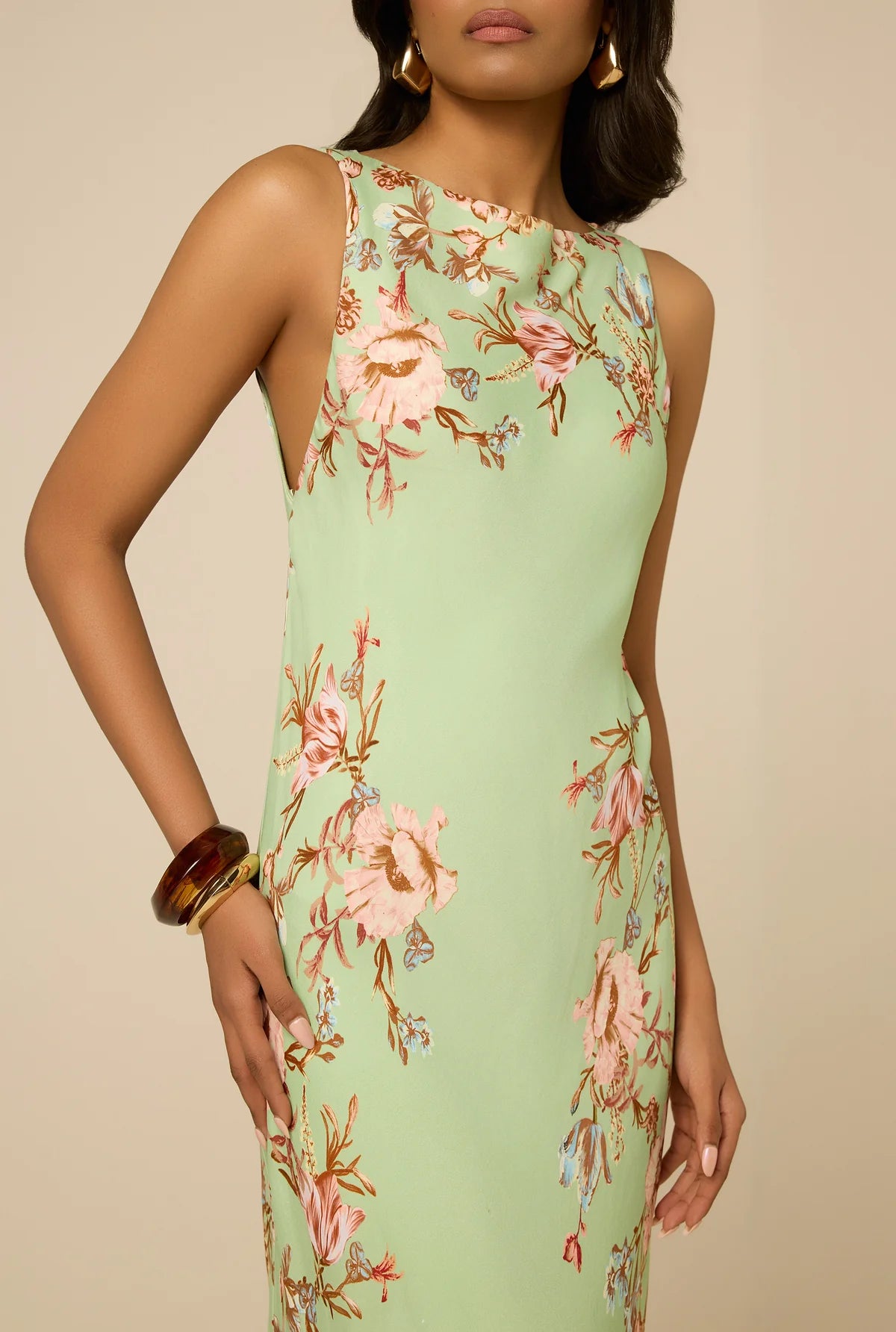 BIAS EZRA MAXI DRESS WITH CAPE