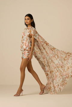 RUCHED CAPE EZRA MINI DRESS