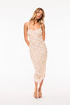 HARLETTE BEADED SHELL MIDI DRESS