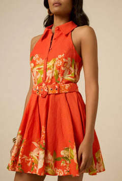 SHORT DRESS WITH BUCKLE BELT
