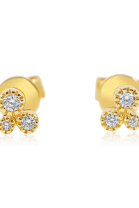 MONISHA MELWANI GOLD DIAMOND TRIO BEZEL GRADUATED STUD EARRING