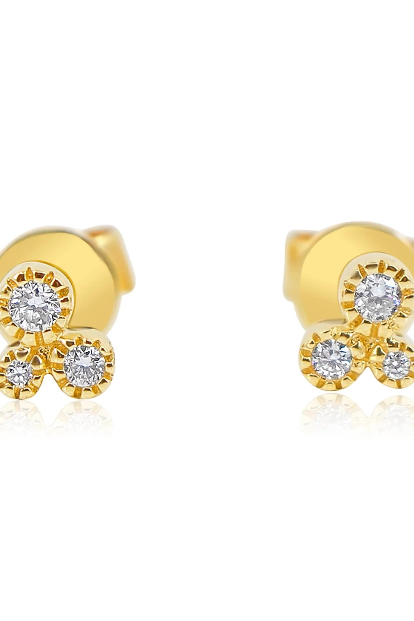 MONISHA MELWANI GOLD DIAMOND TRIO BEZEL GRADUATED STUD EARRING