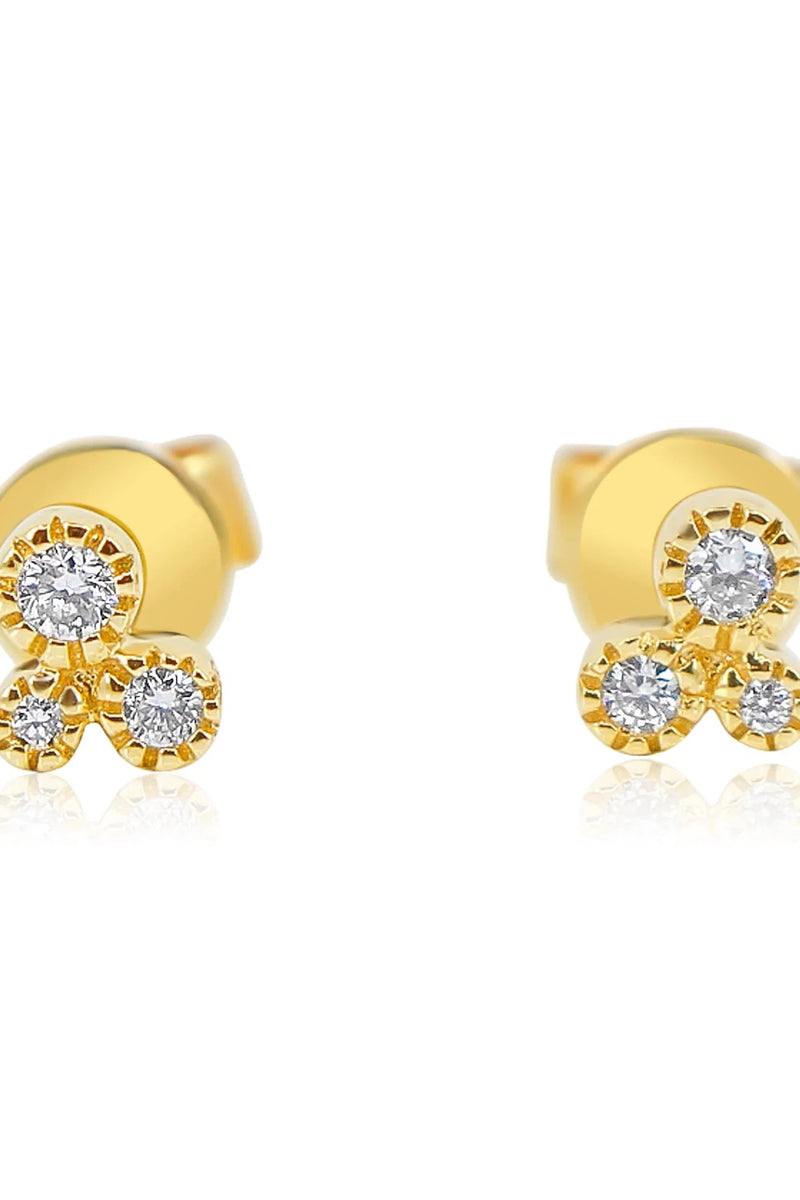 MONISHA MELWANI GOLD DIAMOND TRIO BEZEL GRADUATED STUD EARRING