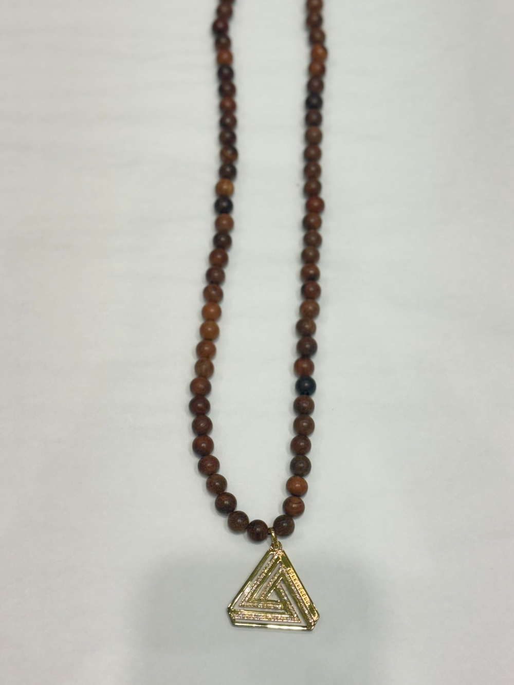 LARGE SERIES 4 TRIANGLE ON WOODEN BEAD NECKLACE