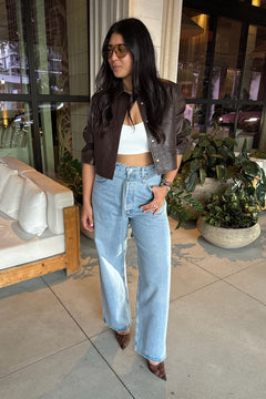 CAROLINA LEATHER RUFFLE SLEEVE JACKET