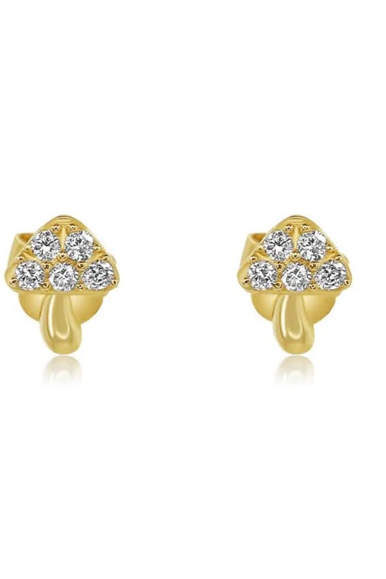 MONISHA MELWANI GOLD DIAMOND MINI MUSHROOM EARRING