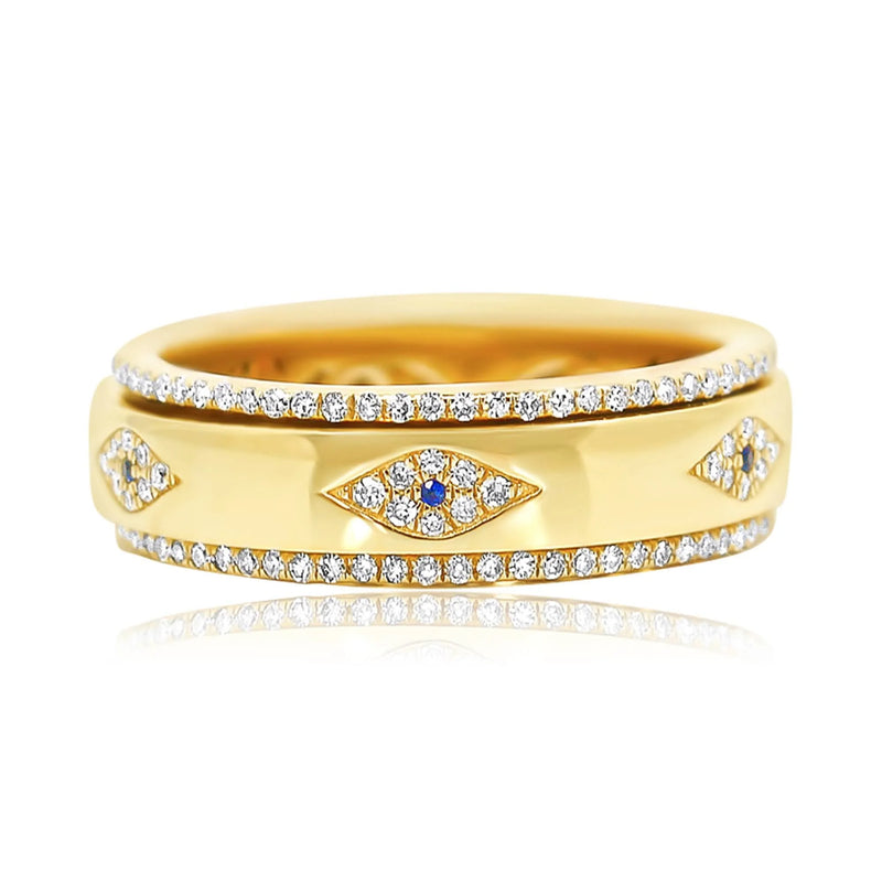 MONISHA MELWANI GOLD DIAMOND BLUE SAPPHIRE EVIL EYE ETERNITY RING 6