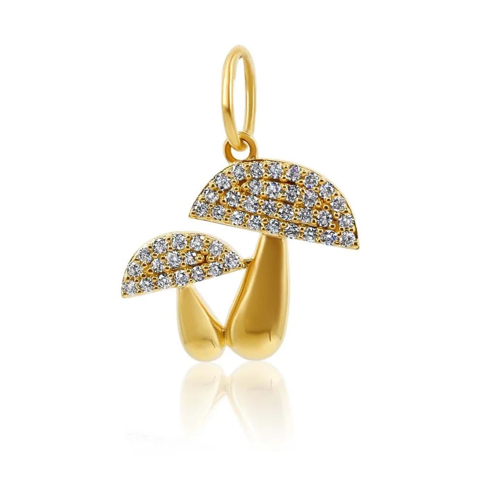 MONISHA MELWANI GOLD DOUBLE MUSHROOM DIAMOND PENDANT