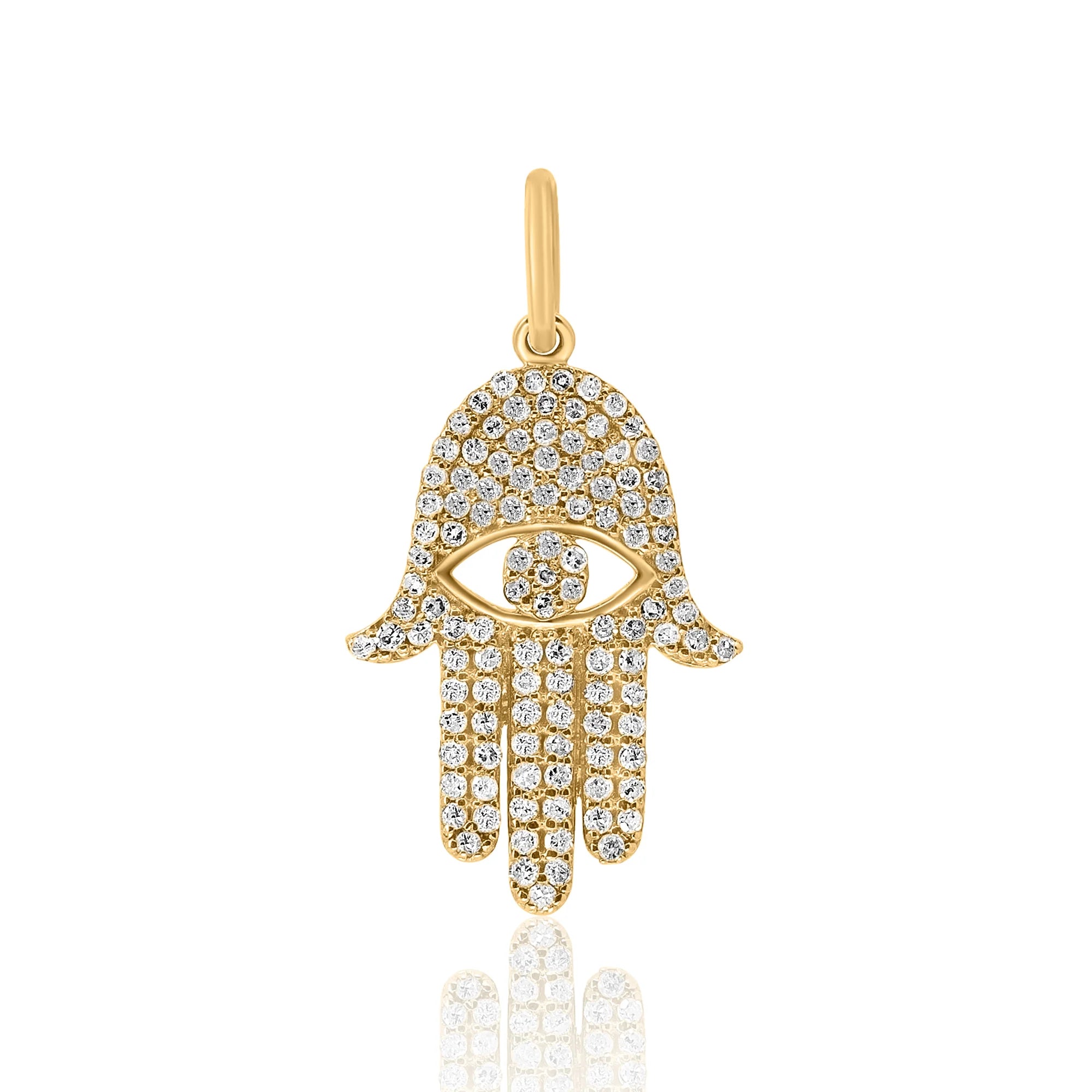 MONISHA MELWANI GOLD DIAMOND PAVE HAMSA PENDANT