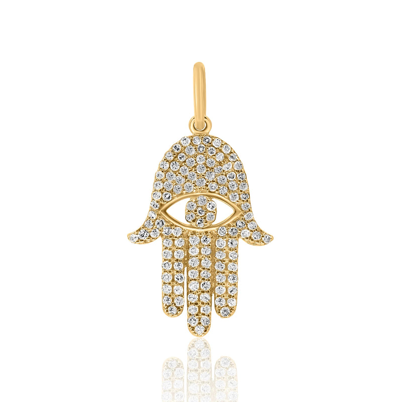 MONISHA MELWANI GOLD DIAMOND PAVE HAMSA PENDANT