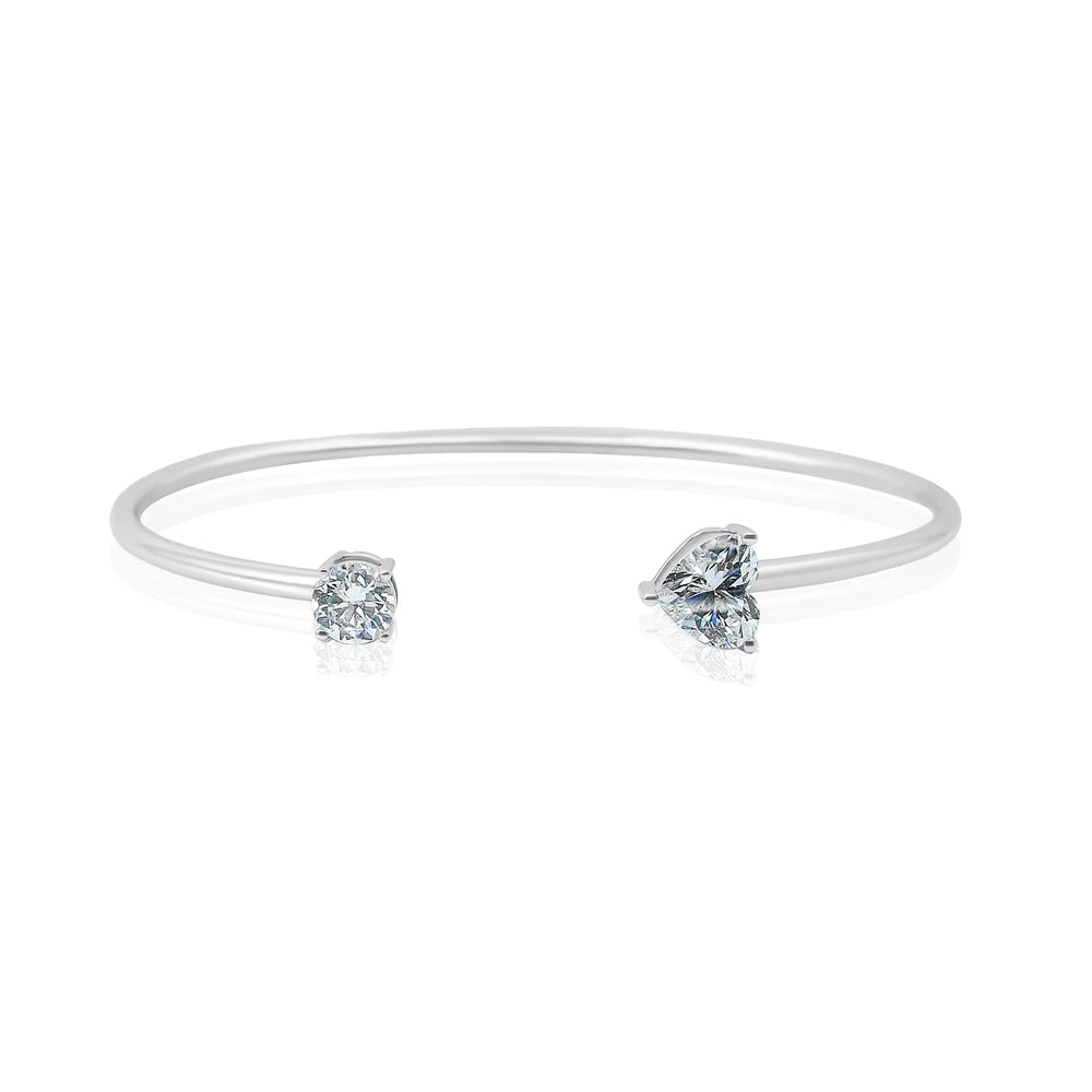 LAB GROWN ROUND AND HEART DIAMOND BANGLE
