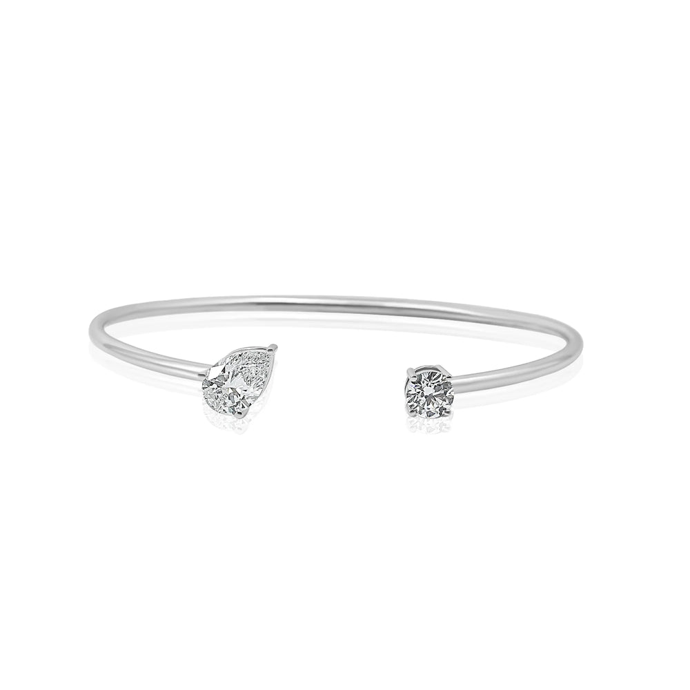 LAB GROWN ROUND AND PEAR DIAMOND BANGLE