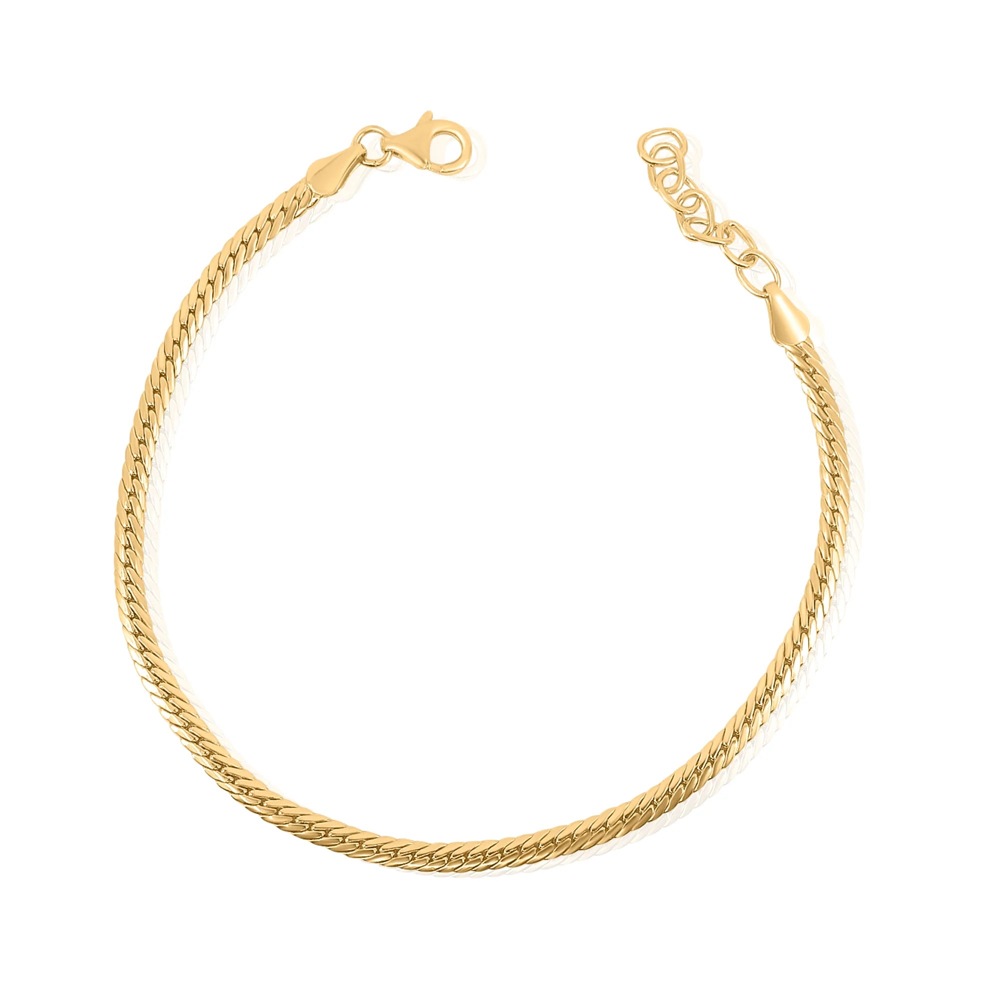 MONISHA MELWANI GOLD THIN HALLOW CUBAN LINK BRACELET