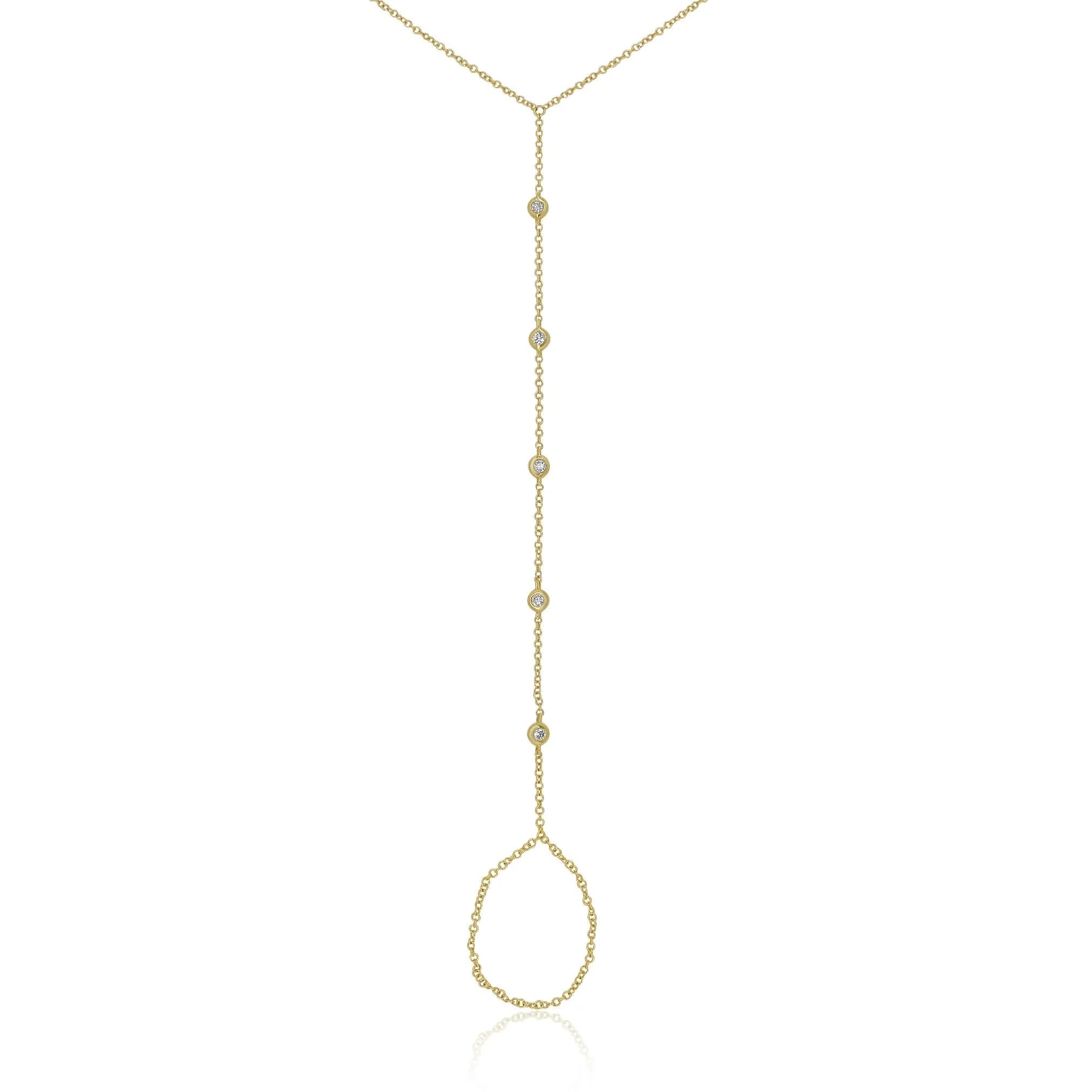 GOLD FIVE DIAMOND BEZEL HAND BRACELET