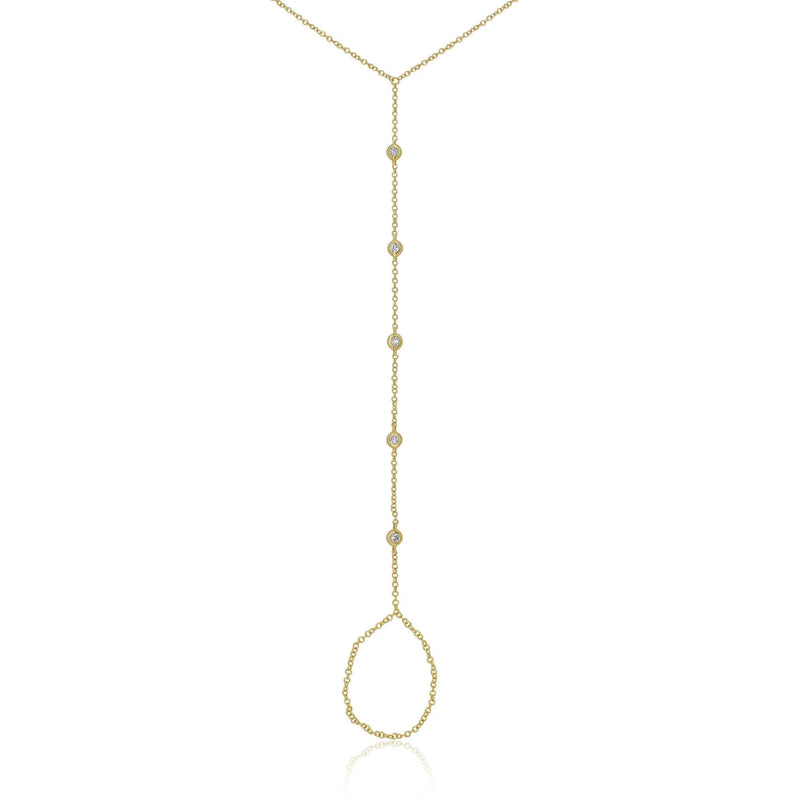 GOLD FIVE DIAMOND BEZEL HAND BRACELET