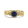 MONISHA MELWANI GOLD DIAMOND BLUE SAPPHIRE EVIL EYE CUBAN LINK RING 6