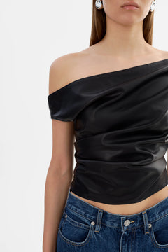 INES FAUX LEATHER TOP