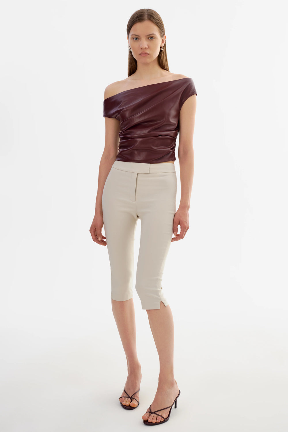 INES FAUX LEATHER TOP