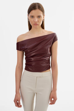 INES FAUX LEATHER TOP