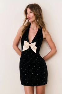 KATHY VELVET HALTER DRESS